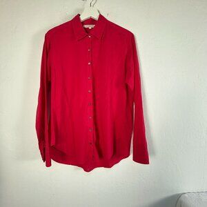 Xirena Womens Red Long Sleeve Button Down Shirt Tunic Top XS Cotton Casual USA